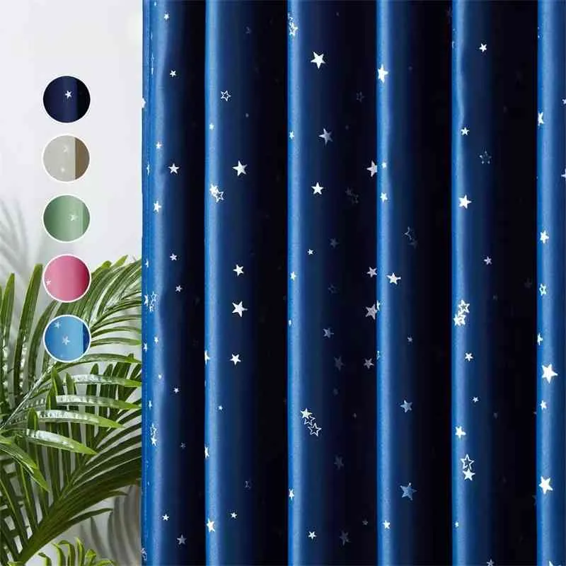 シルバースター子供撮影カーテンのための居間のための青い/ピンクのcortinas子供たちの男の子の女の子の寝室の白いチュールカーテン窓210712