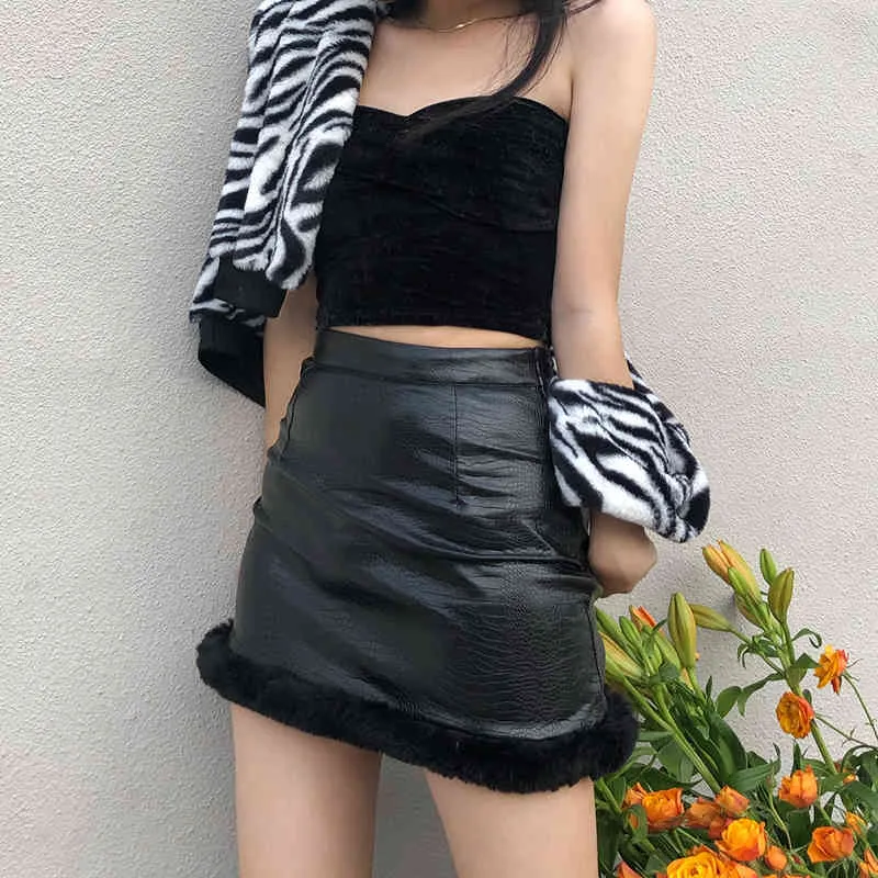 Pu Skirt Wtih Fur (5)