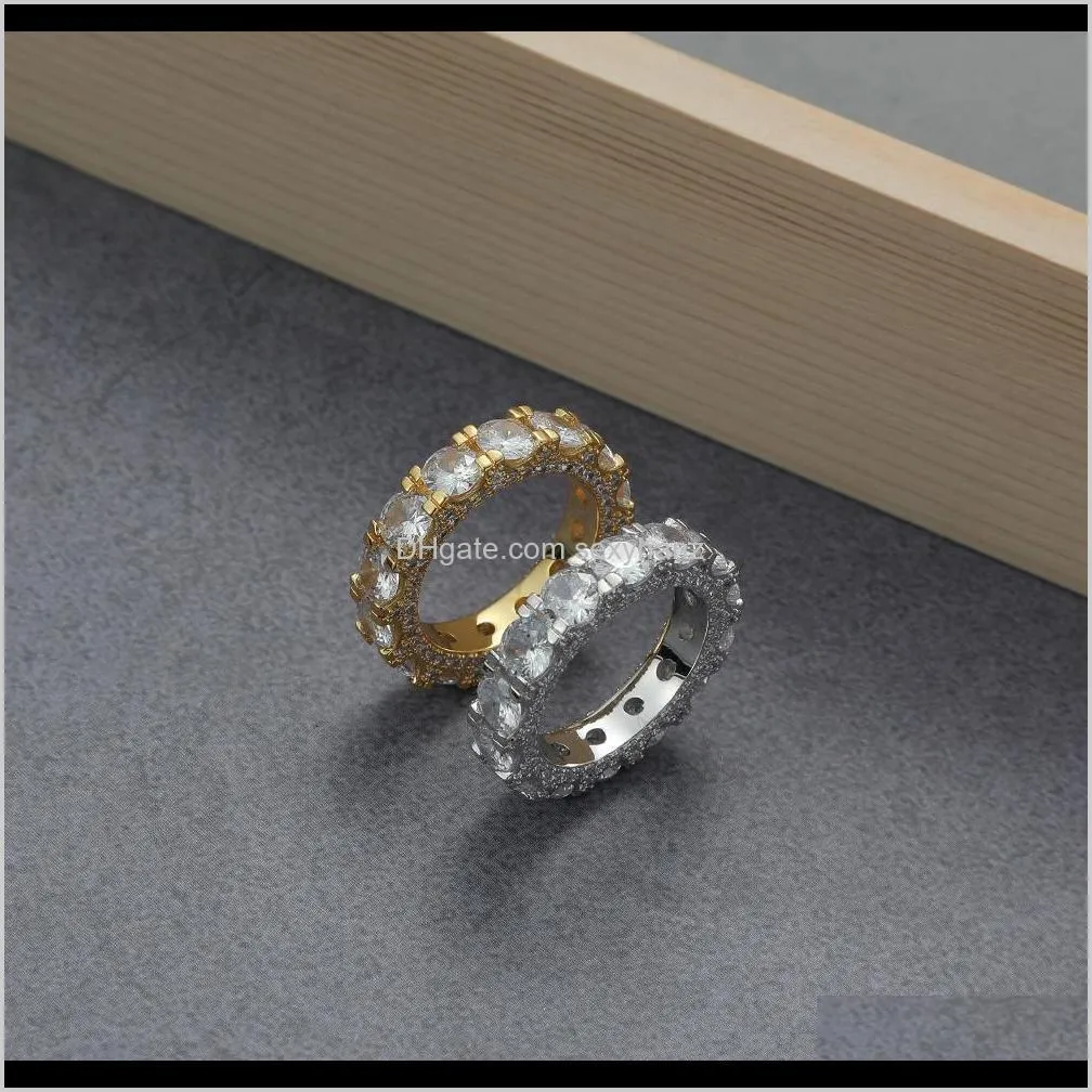 hip hop rings with side stones cubic zirconia ring jewelry rock punk gold