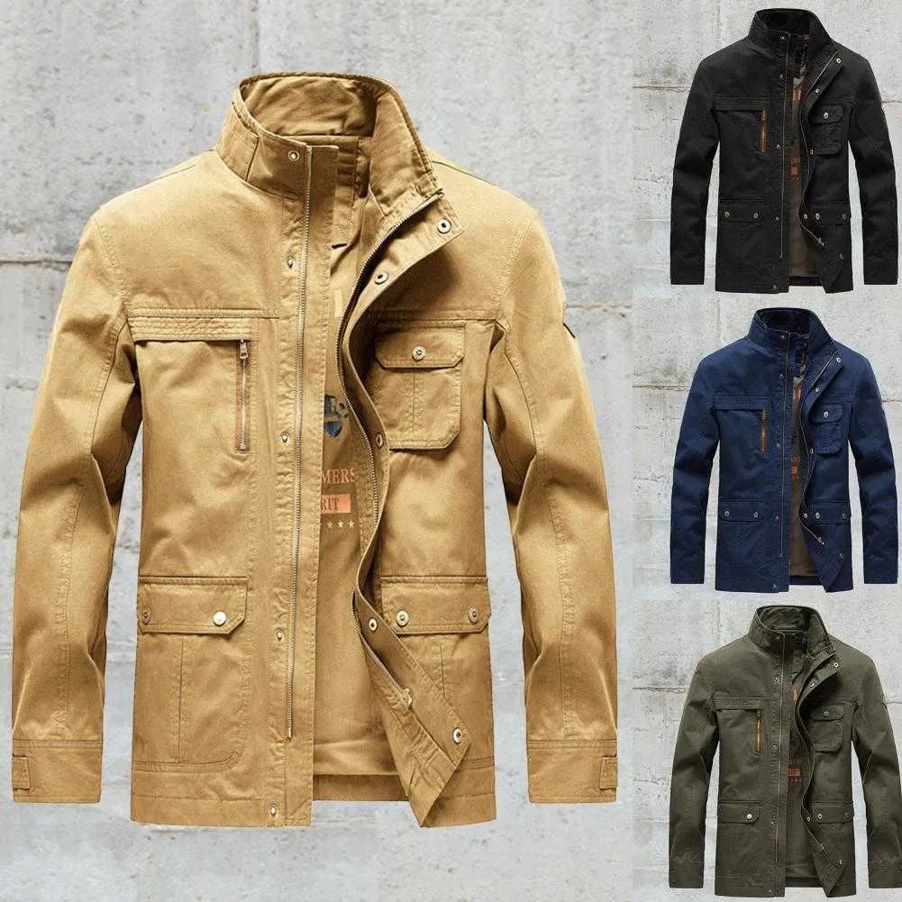 Herbst Winter Jacken Männer Langarm Stehen Kragen Zipper Jacke Mantel Herren Plus Größe 3XL männer Oberbekleidung Sreeetwear veste homme X0710