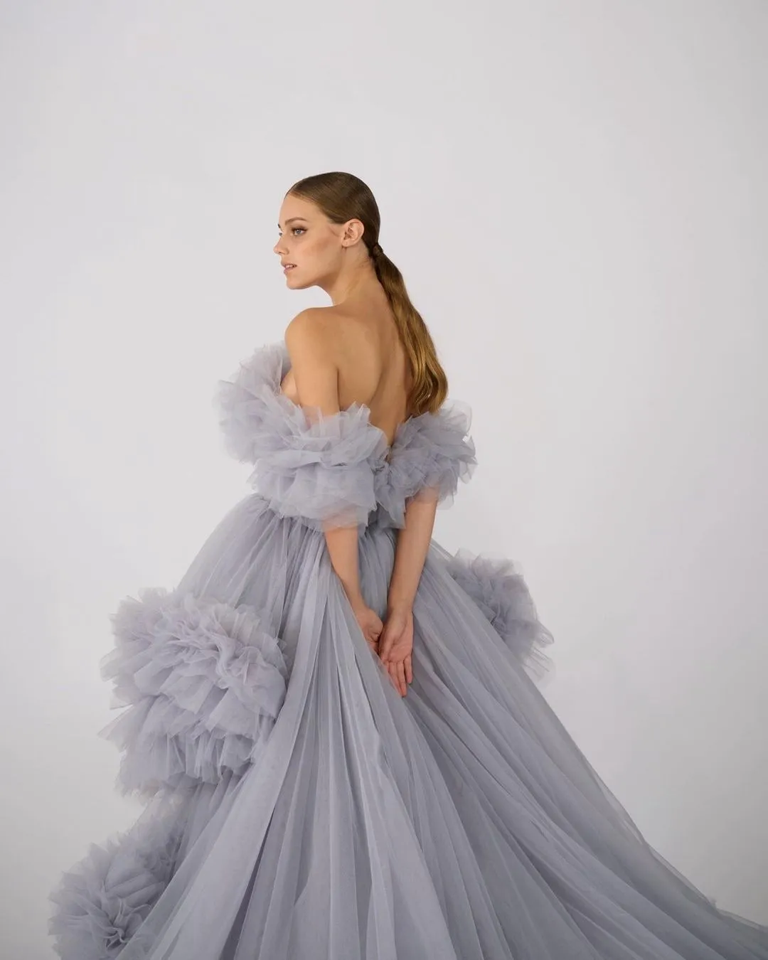 【GRANCY】Tulle Layereddesign Slacks Walsh Sequin Embroidered Tulle Gown | Tadashi Shoji