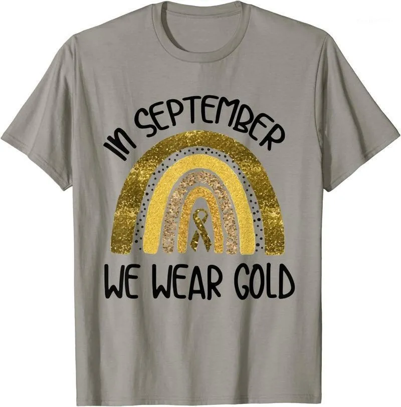 Men's T-Shirts 2021 T-Shirt Men Short Sleeve Cotton Couple In September We Wear Gold Childhood Cancer Awareness