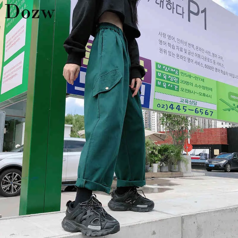 패션 streetwear화물 바지 여성 느슨한 조깅 스웨트 팬츠 캐주얼 높은 탄성 허리 하라주쿠 바지 210414