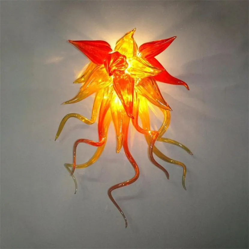 Art Deco Custom Made Wall Lampy 100% Ręcznie Dmuchane Amber Color Crystal Lampa z żarówkami Sypialnia LED Night Light Light 30 * 50 cm