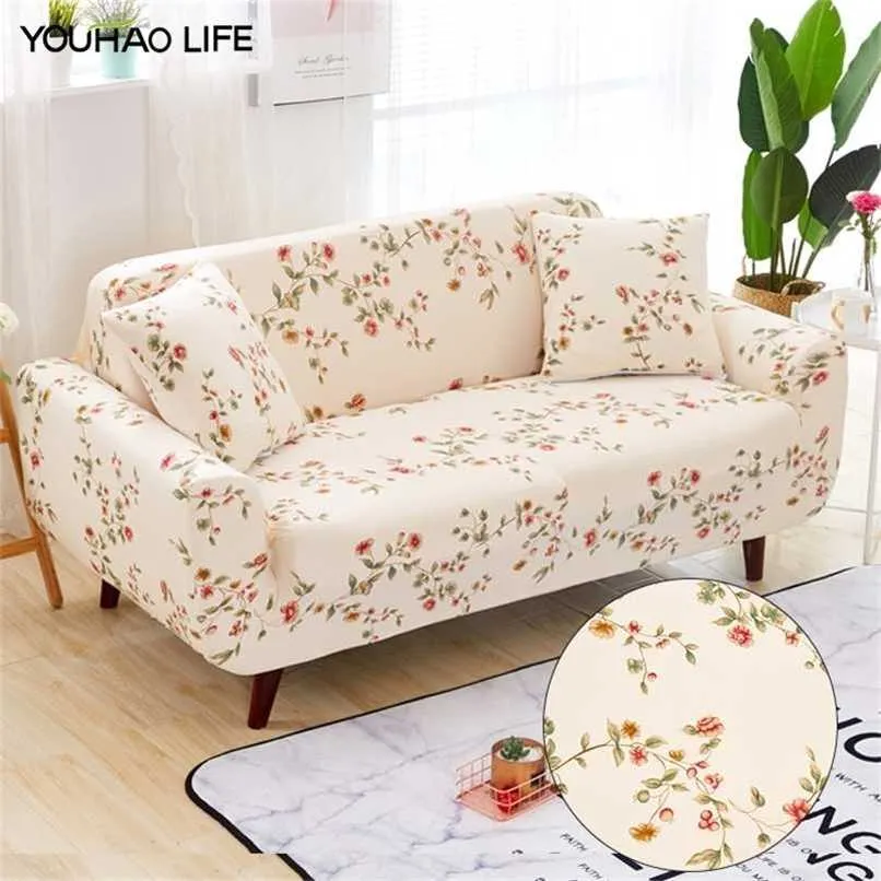 Couvercle de canapé imprimé floral Stretch pour salon, chaise longue convenable, élastique spandex tout compris 1 2 3 4 places 211116