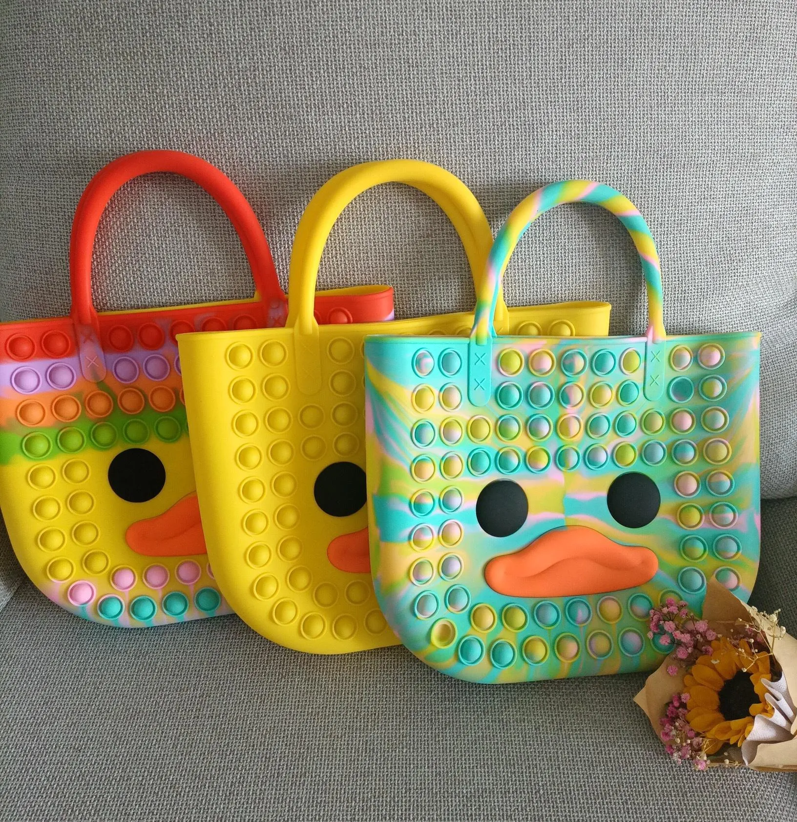 Moda linda bolsa fidget juguetes empuje burbuja estrés relevante arco iris Simpl Dimmer antiestress niños sensorial juguetes bolso bolso de mar HHB10365