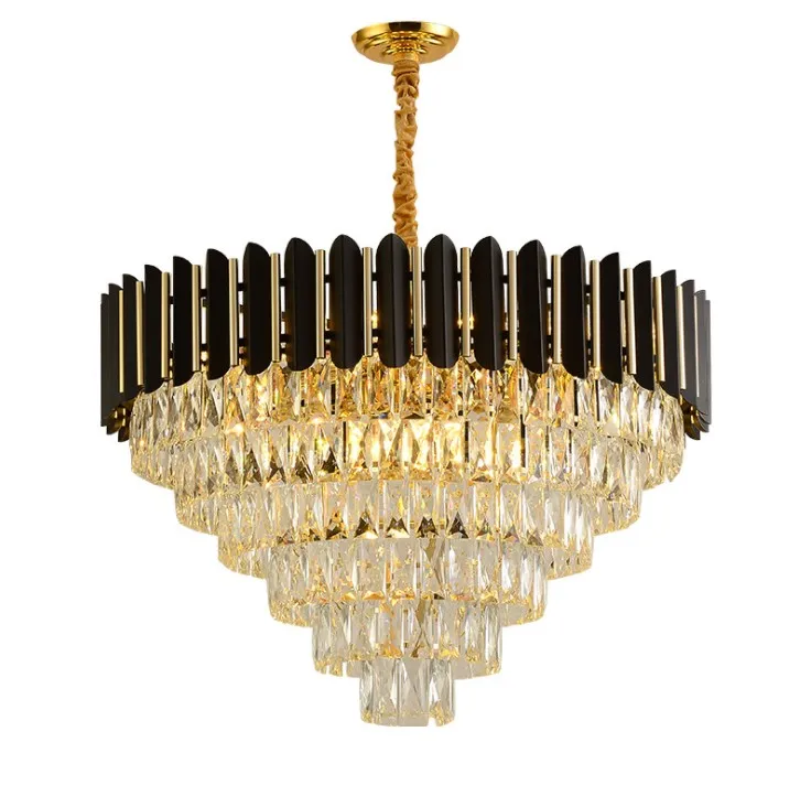 Lustres en cristal de luxe K9 pour salon chambre métal noir Led éclairage intérieur décoration de maison