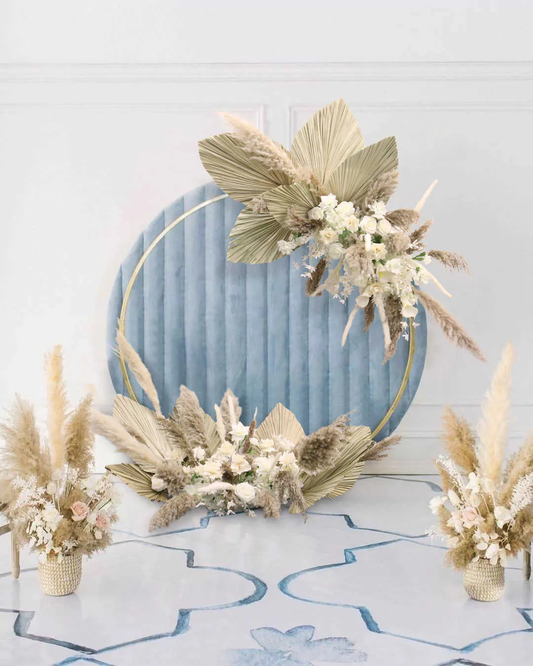Natural Dried Flower Arrangement Pampas Grass Reed Row DIY Wedding ...