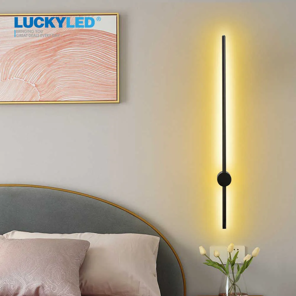 LuckyLed Nordic LED 벽 램프 거실 침실에 대 한 긴 빛 침실 현대 sconce 빛 실내 정착물 210724