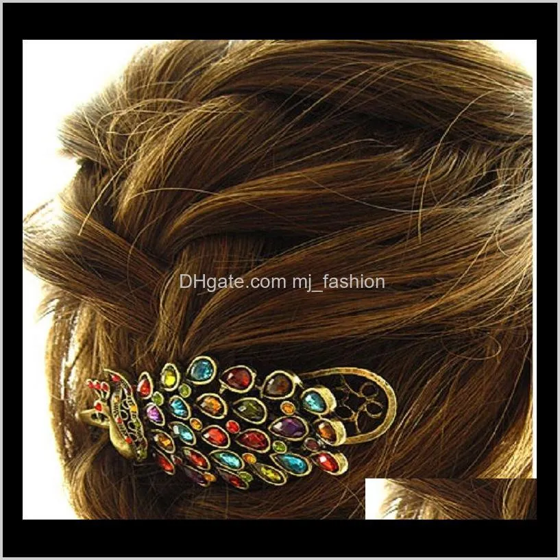 women crystal hairpins fashion peacock hair clips women hair jewelryps2445
