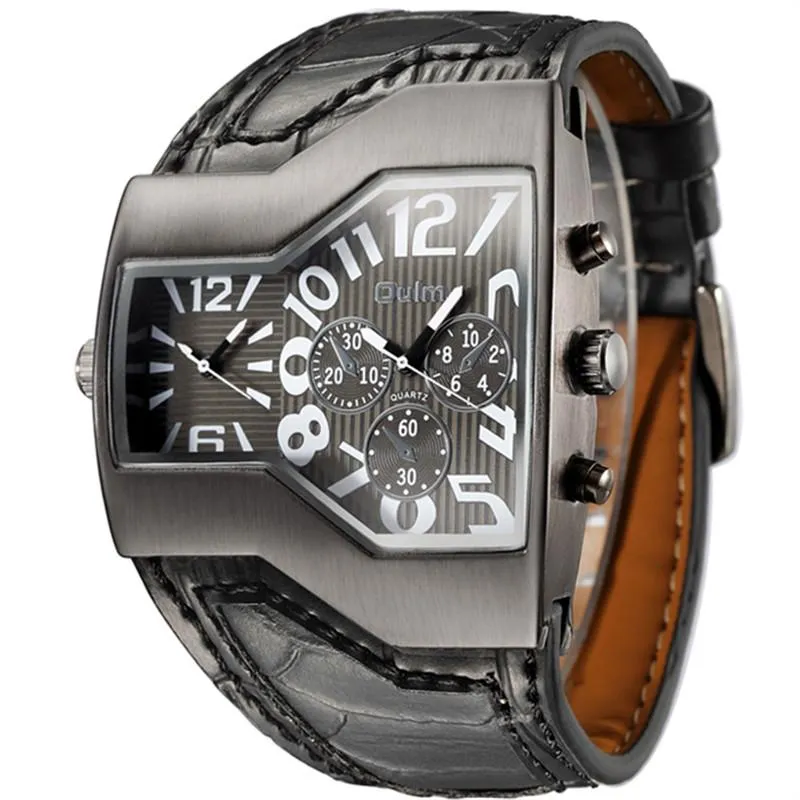 Wristwatches 5 Kolory Super Cool Mężczyźni Zegarki Kwarcowe OULM 1220 Dwuosobowy Pokaż Wąż Band Casual Sport Mężczyzna Wojskowy Zegar Wojskowy