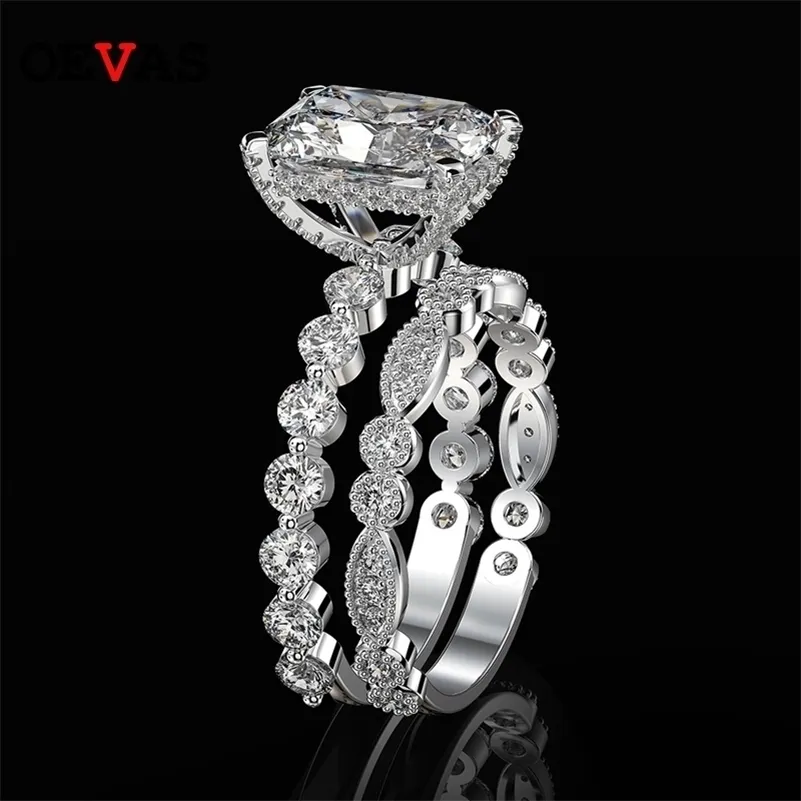 Oevas 100% 925 Sterling Argent De Mariage Set pour Femmes Étincelles Créée Gemstone Diamonds Engagement Bijoux fins 220207