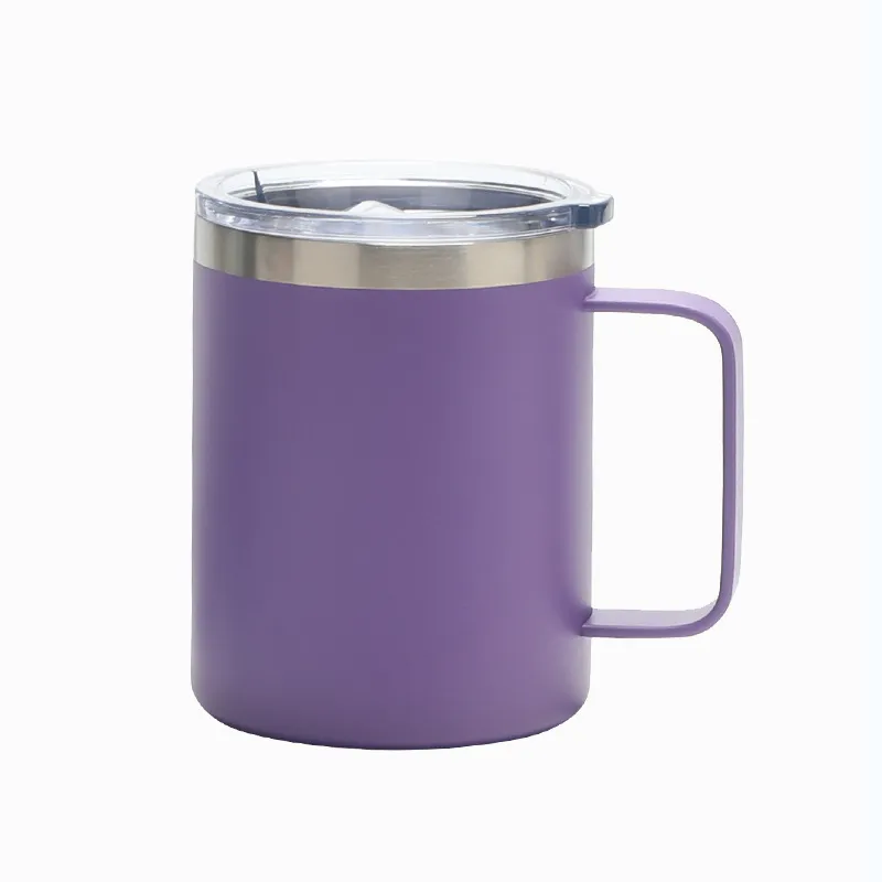 12oz Stainless Steel coffee Mugs 12OZ Beer Cup with handle sealing Lid Double Walled Insulated Tea coffee mugs Outdoor travel cup 