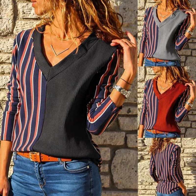 Felpe con cappuccio da donna Felpe Felpa da donna a righe Autunno Inverno Top Patchwork a maniche lunghe Felpa con cappuccio oversize con scollo a V da donna1