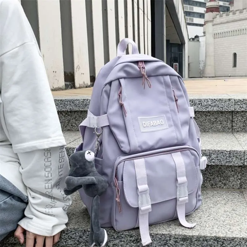 Водонепроницаемый нейлоновый женщины рюкзака мужчины мода многокарманский ноутбук задний пакет колледжа пар большая школьная сумка сумка 210929