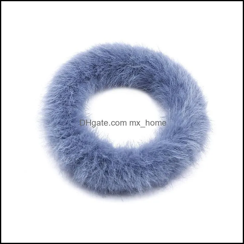 Winter Fur Hairband Soft Furry Seamless Headband Elastic Hair Band Girls Ponytai Holder Solid Headwear Hair Accessories 15 Colors