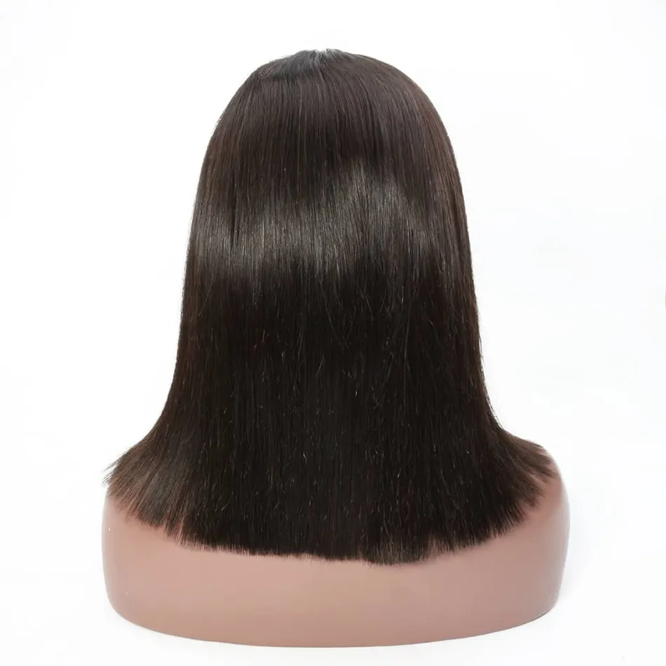 100% brasilianska mänskliga hår Naturail Black Products 13x4 Bob Frontal Wigs 10 12 14 tum