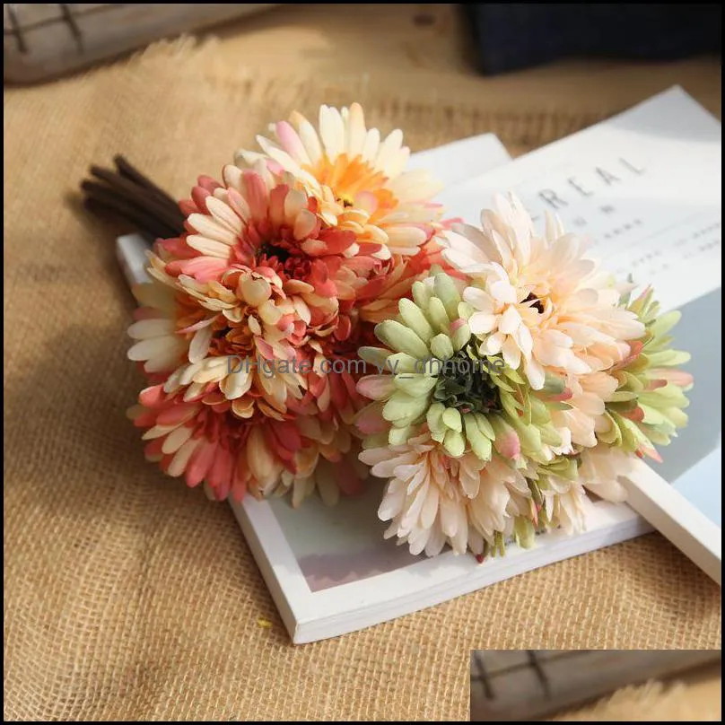 Artificial Flowers Wedding Decoration Daisy Flowers Gerbera Flores Artificial Plants Fake Flowers Bouquet Home Decor 7 pcs/lot