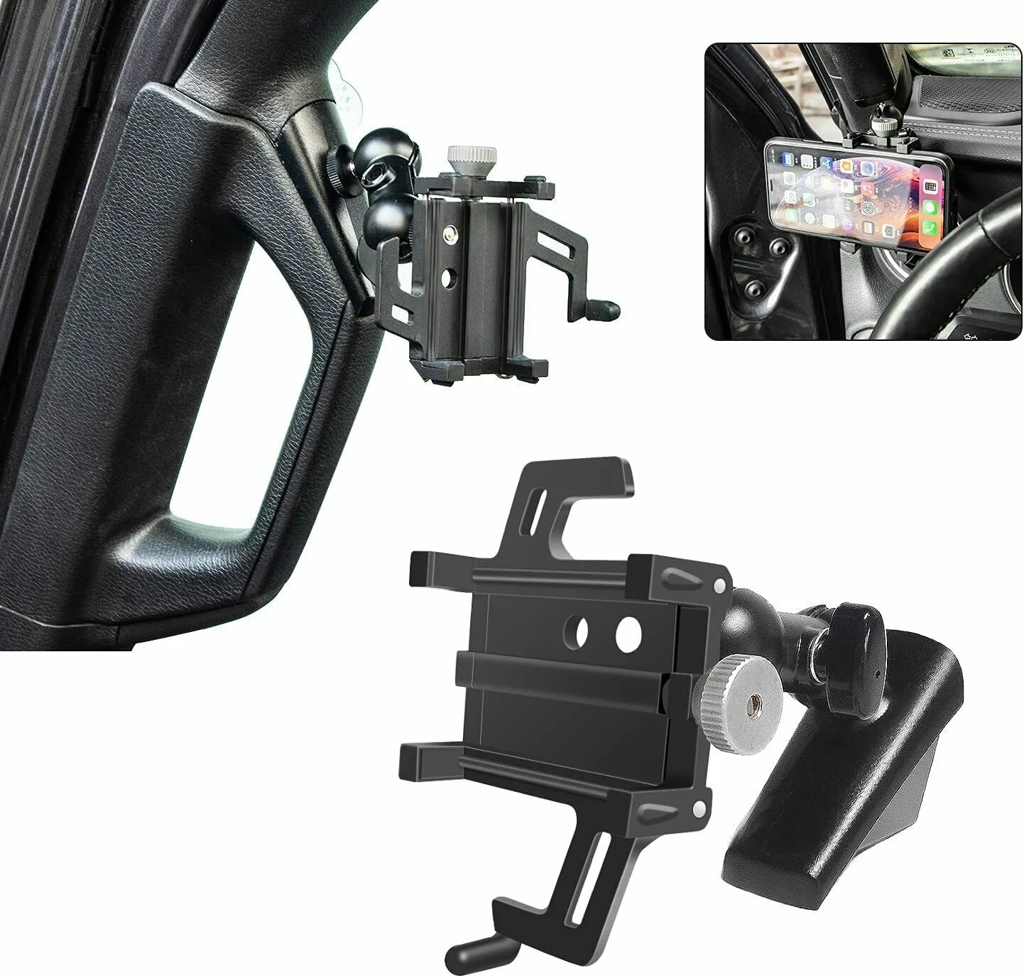Car A-Pillar Phone Holder Adjustable Bracket For Jeep Wrangler JL/JT 18-20