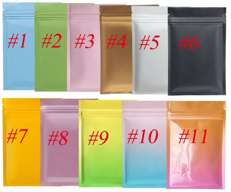 100 pezzi/lottp sacchetto colorato autosigillante sacchetto di plastica con cerniera sacchetto di imballaggio per alimenti snack pacchetto