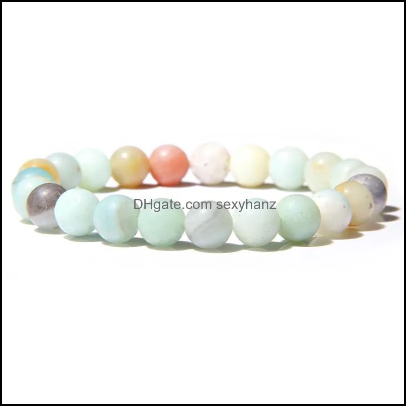 Smycken pärlor, strängar lycklig sten pärla armband chakra yoga naturlig rund lava turkos agater armband för kvinnliga manliga par kreativ