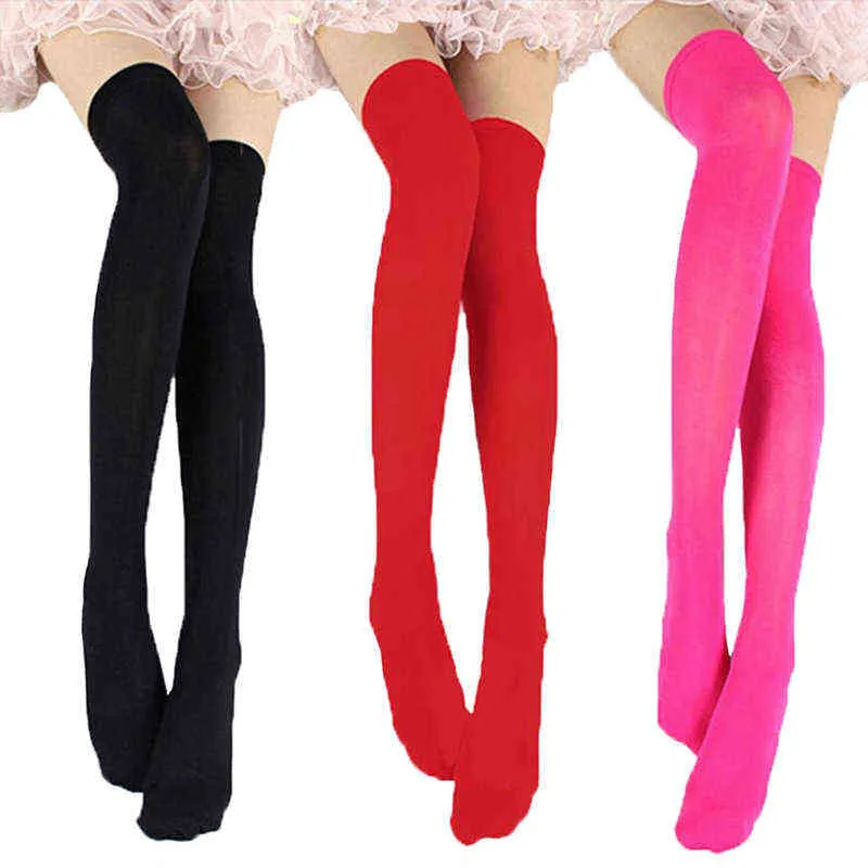 Kvinnor sexiga varma lår höga strumpor över knä strumpor sammet calze stretch stocking frestelse medias overknee långa strumpor y1119