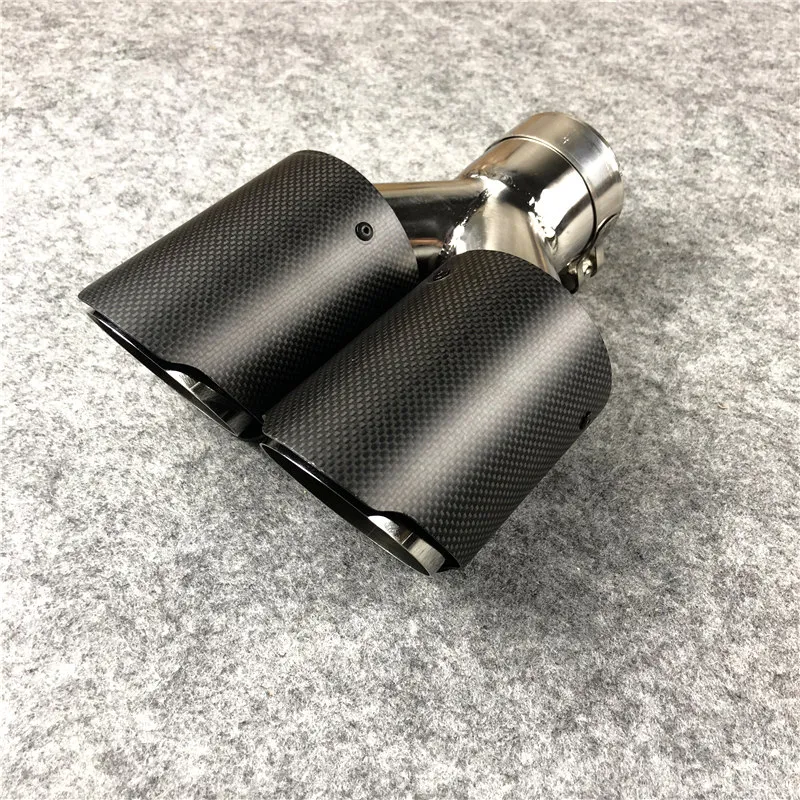 1 Piece Y Model Matte Carbon fiber+Stainless steel Exhaust pipe Nozzles Car universal Akrapovic Muffler Tip Tailpipe