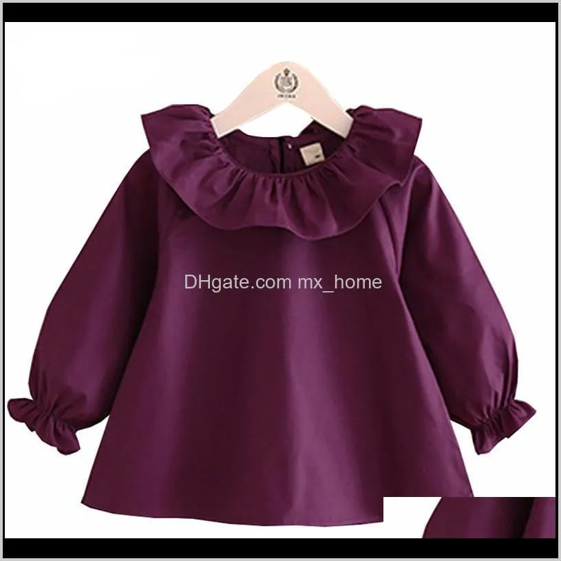 little girl shirts spring fashion ruffle neck baby girls blouses cute long sleeve korean tops kids clothes age 1 2 4 6 8 t 210305