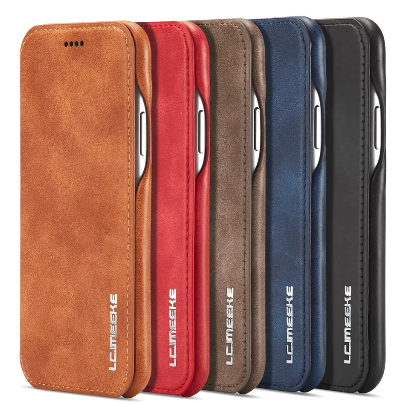 Premium plånbok mobiltelefon fodral för iPhone SE2 XR X XS Korthållare Flip läderlock för iPhone 11 12 Pro max 7 8 6s 6 plus 12 mini