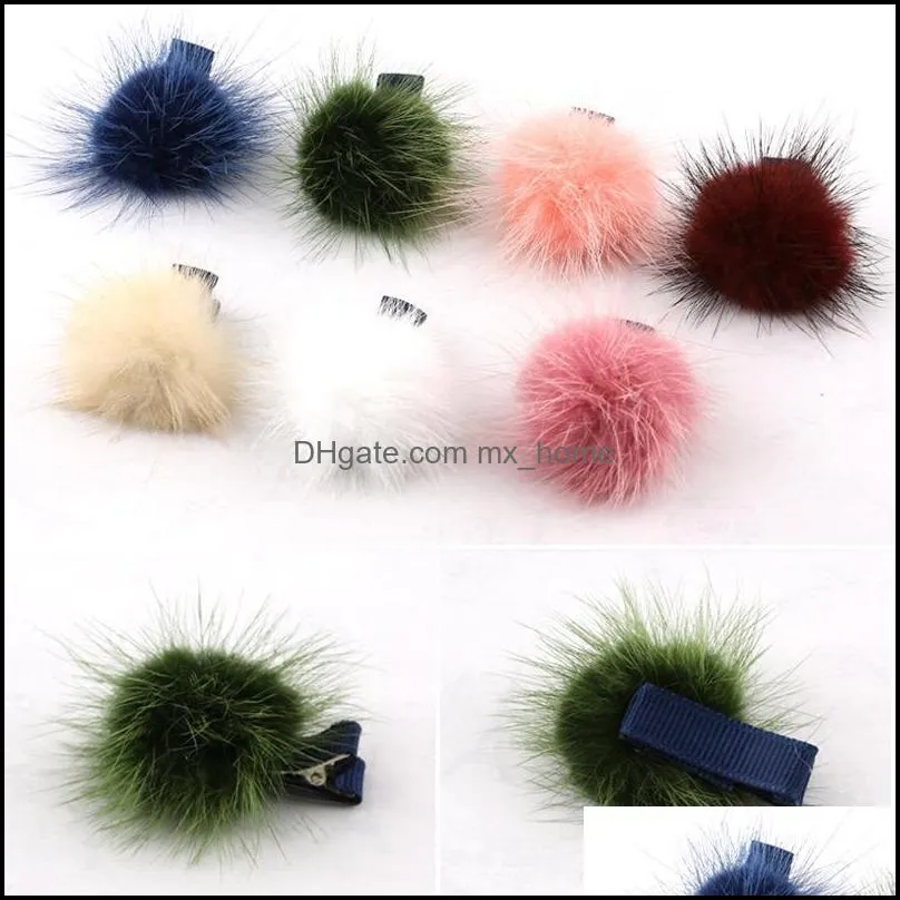 Hair Accessories Lovely Multicolor Hairball Clip Ball Shape Barrettes Feather Hairpins For Women&Girl Clamp FJ303