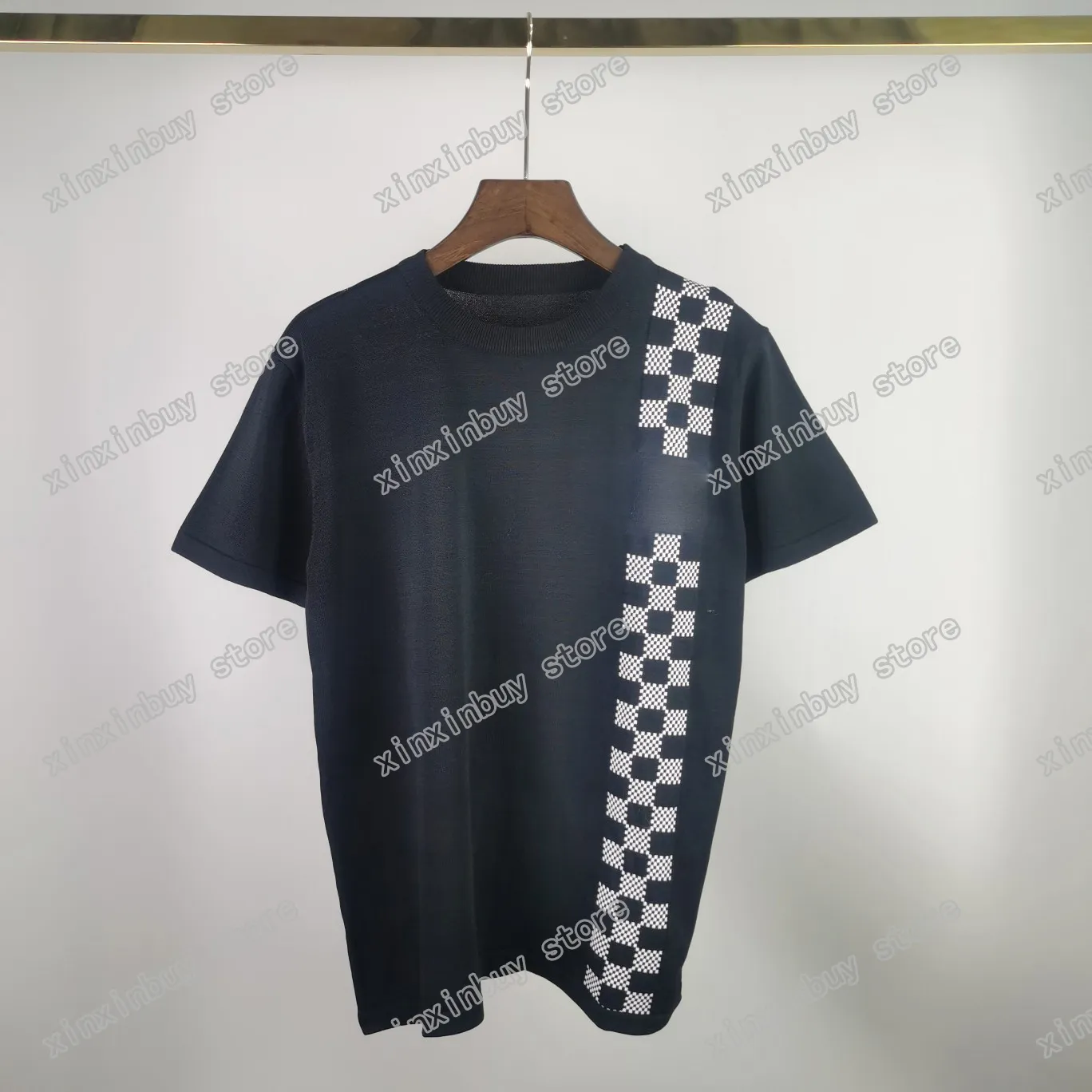 21SS Designers Tee Pastel Säsong Naiv Lattice Jacquard Weave Mens Womens T-shirts Brandman Akvarell Man Paris Fashion T-shirt Kortärmad Luxurys Tshirts Black