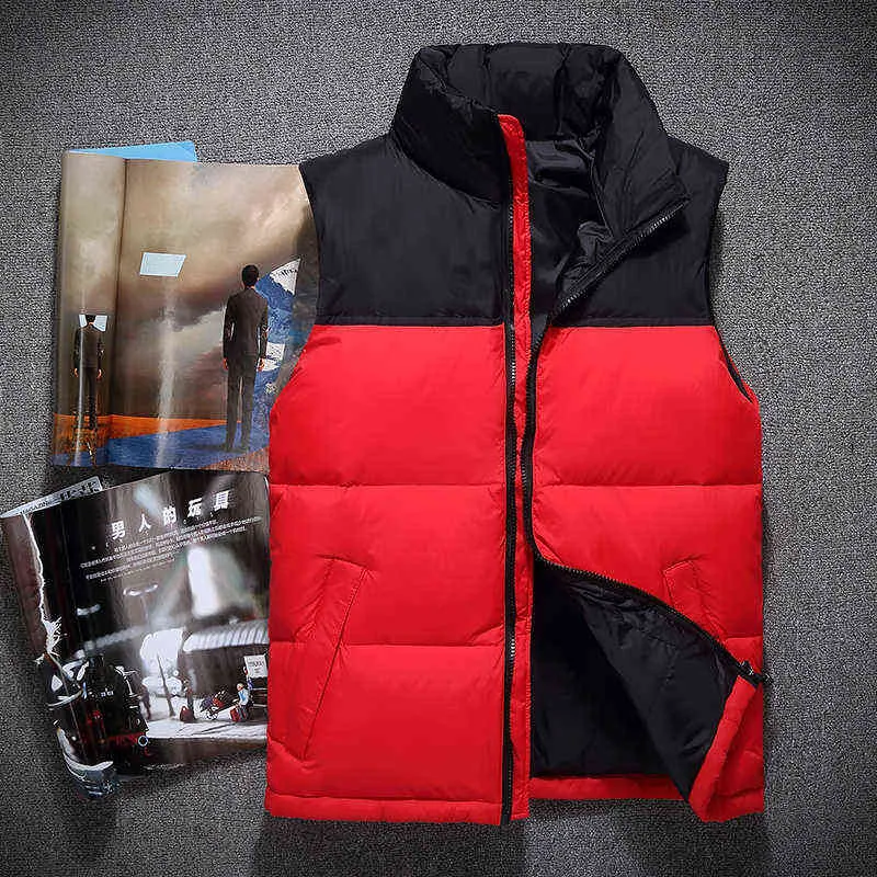 Mode Nieuwe Mens Winter Mouwloze Jas en Jassen Rood Zwart Heren Mouwloze Warm Down Vest Homme Winter Casual Jassen Y1103