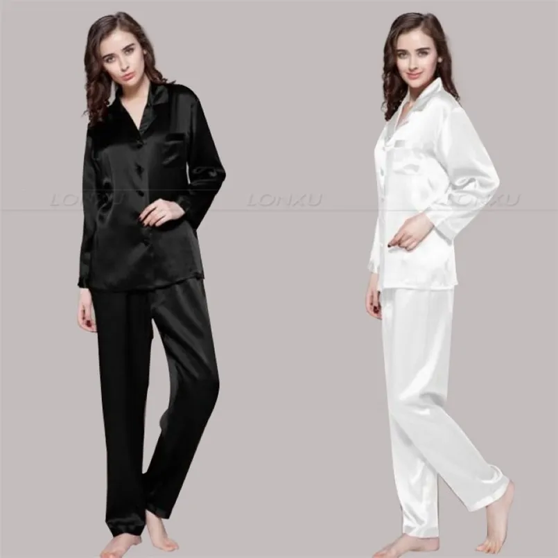 Damska jedwabna piżama zestaw piżamy piżamy piżamas śluba loungewear S, M, L, XL, 2XL, 3XL PLUS Solid__fit All Seasons 210809 \ t