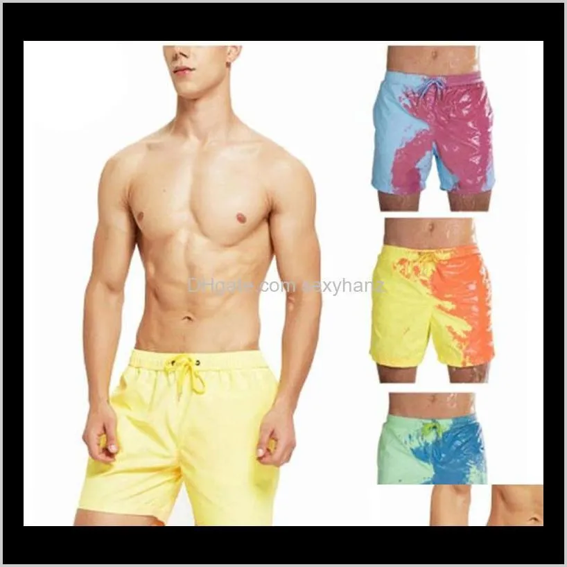 Abbigliamento Abbigliamento Drop Delivery 2021 Pantaloni da spiaggia da uomo che cambiano colore con scolorimento dell'acqua Estate Uomo Costume da bagno sensibile alla temperatura Sho