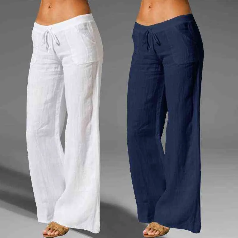 High Waist Cotton Linen Loose Cotton Yoga Pants With Wide Leg And