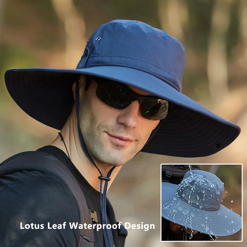 Mens Waterproof Fabric Mountaineering Hat Male Anti UV Sun Hats