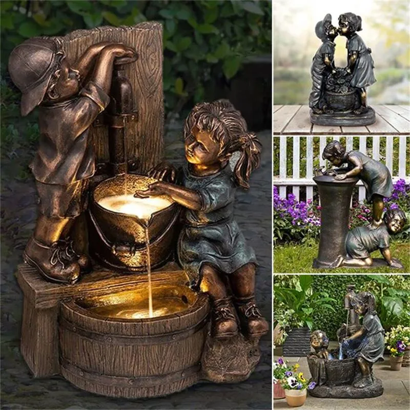 Garden Decorations Boy & Girl With Fireflies Statue Resin Jar Whimsical  Flowerbed Yard House Waitlist Patio Outdoor Sculpture Waterproof From  Dresscools, $19.46