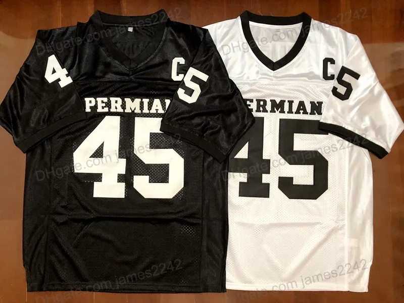 Ship From US Boobie Miles #45 Permian Football Jerseys Movie Friday Night Lights Stitched Black White S-3XL High Quality