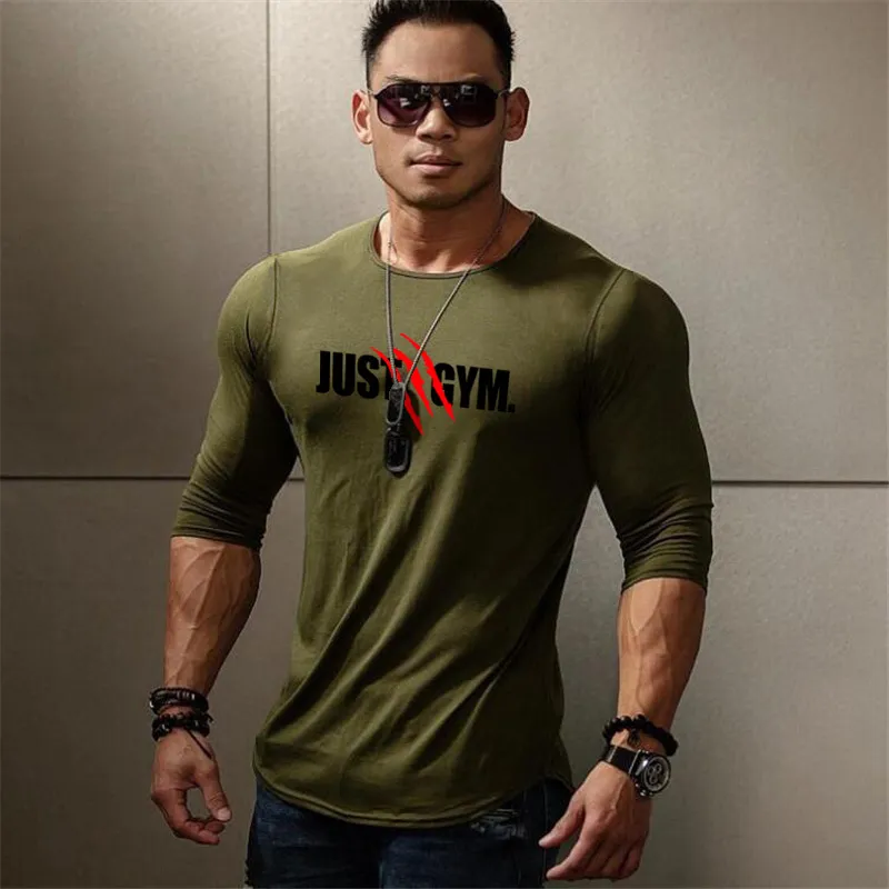 Muscleguys Hommes Sporting O-Cou À Manches Longues T-shirt Homme Automne Bodybuilding Fitness Marque Vêtements Slim Fit T-Shirt Hommes Tshirt 210421