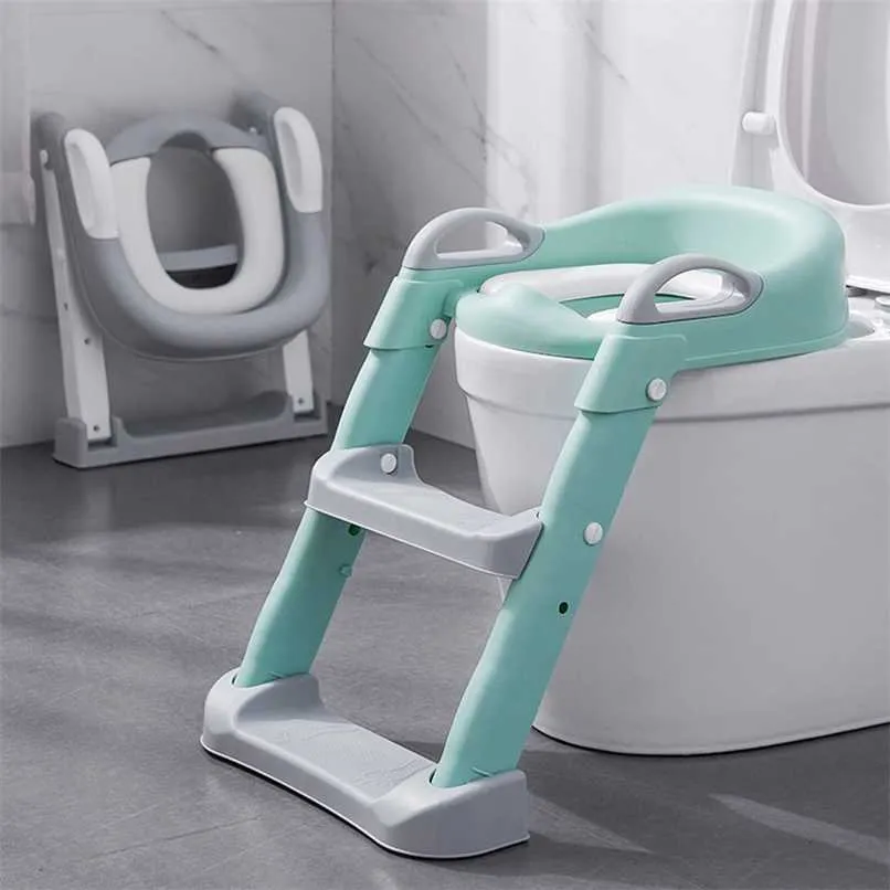 Folding Infant Potty Seat Urinal Backrest Training Chair with Step Stool Ladder for Baby Toddlers Boys Girls Safe Toilet Potties 211028