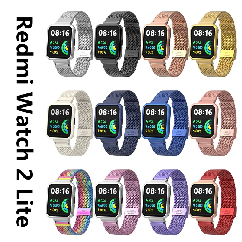 Correia de metal para xiaomi mi relógio 2 lite pulseira pulseira de pulseira de aço inoxidável para Redmi Watch2 Lite Smart Watch Accessories