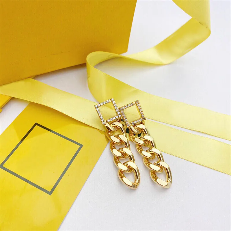 Designer Chain Earrings Ladies Fashion Brand Stud Earrings Luxury Diamond High Quality Wedding Jewelry Gifts