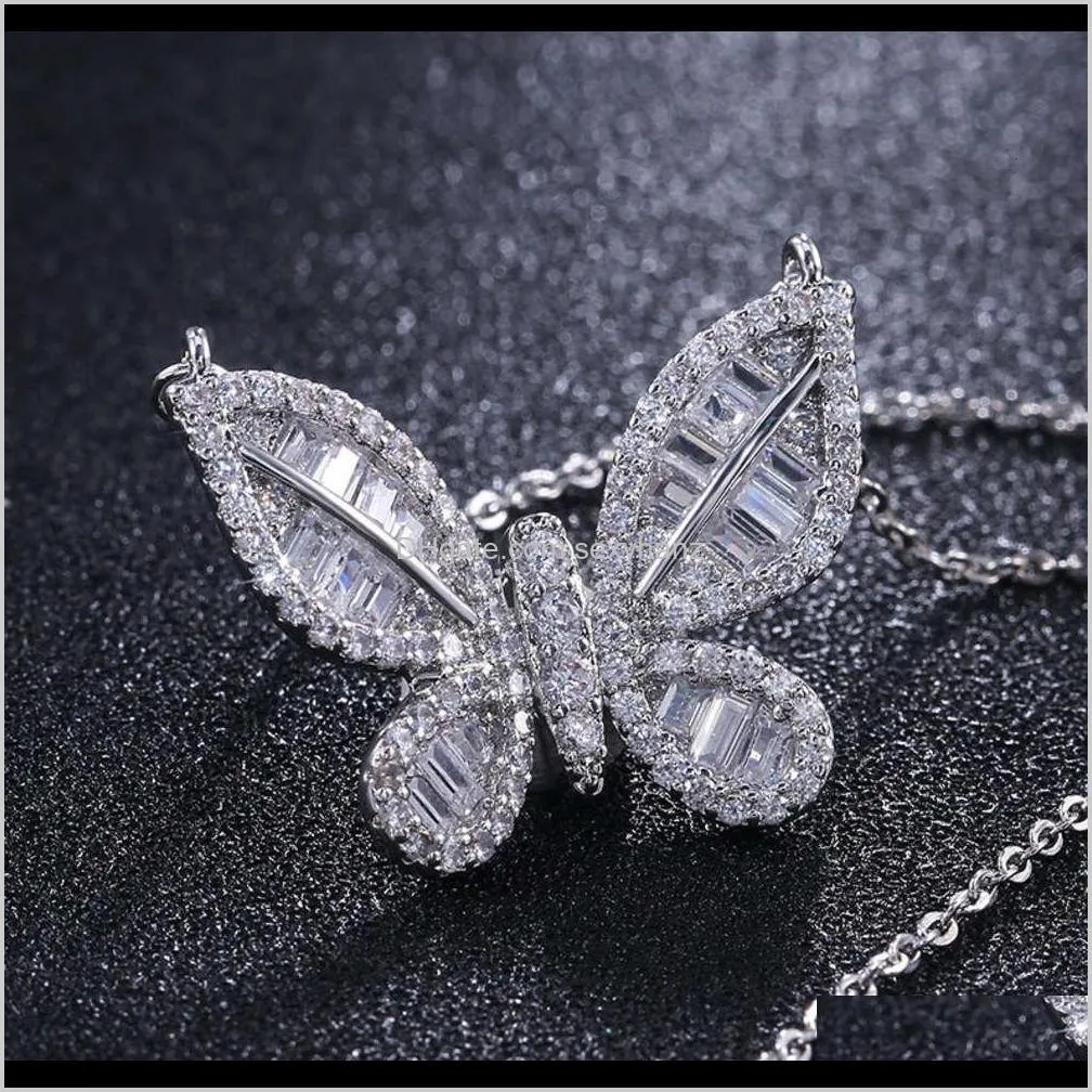 pendant cao shi`s japanese and korean girl heart butterfly zircon necklace