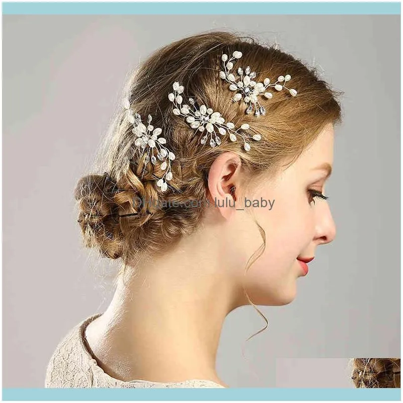 AiliBride 2 pcs Wedding Pearl pins Accessories Women Bridal Headpiece Handmade Hair Jewelry