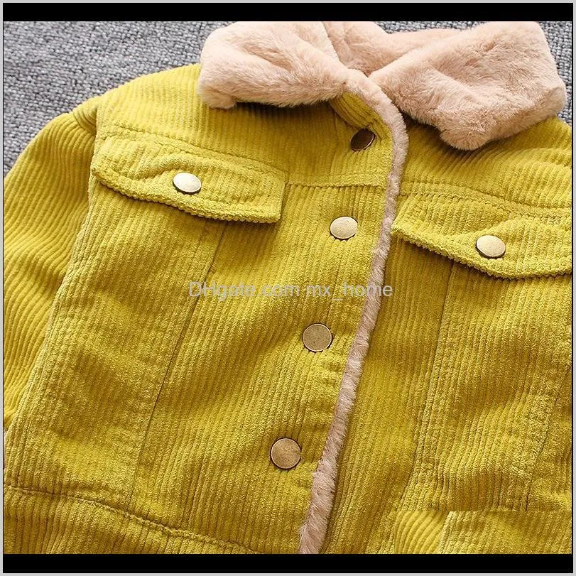 2020 winter new luxury design casual winter warm coat plush cotton coat children baby girl boy lapel coat shipping