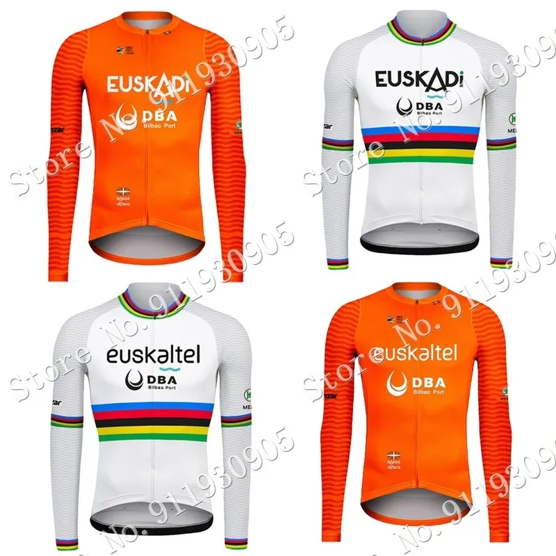 Euskaltel DBA Euskadi 겨울 2021 사이클링 저지 긴 소매 의류 망 레이스 도로 자전거 셔츠 자전거 탑 MTB 유니폼 Ropa