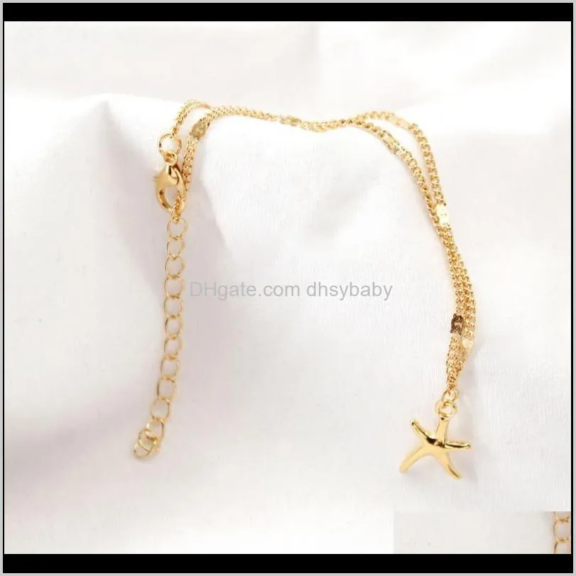european and american jewelry alloy starfish modeling foot chain women`s fashion geometric simple five pointed star foot decoration