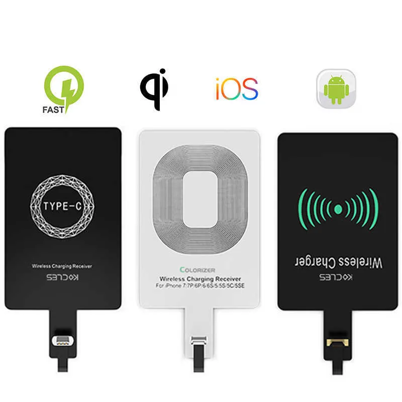 자동차 마이크로 USB 타입 C 유니버셜 패스트 무선 충전기 어댑터 Android QI 무선 충전 수신기 용 아이폰 용 Huawei