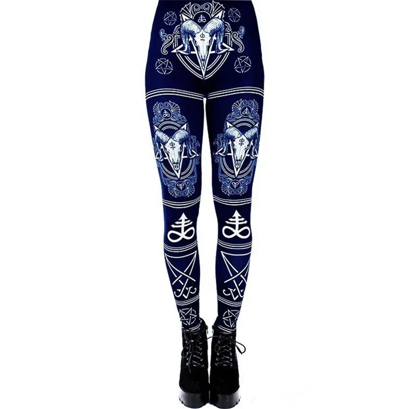 Save Big on Bulk Leggings Goth Goth Trousers Ouija Printed Leggings: High Waisted Goat Horn Hexagram Workout Pants For Women Black Elastic Goth