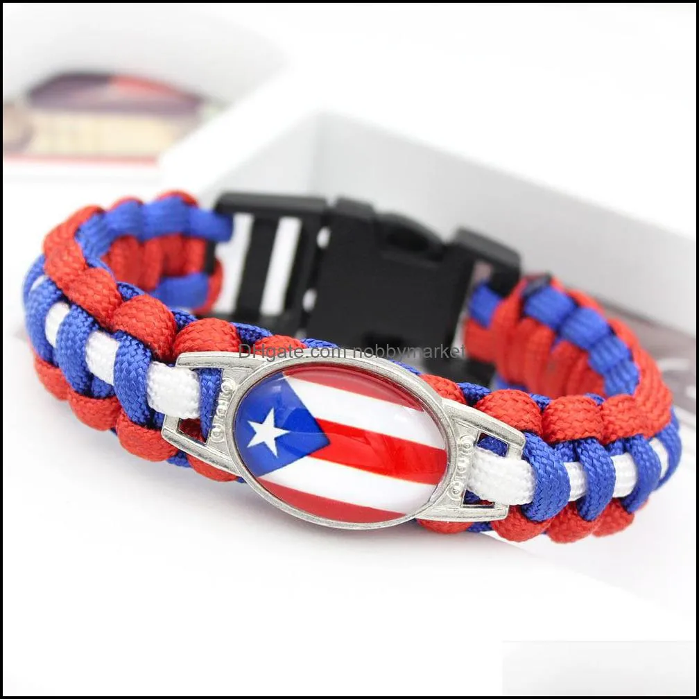 60 world National flag charm Bracelets For women Men country Outdoor sports Bangle Fashion Jewelry Gift